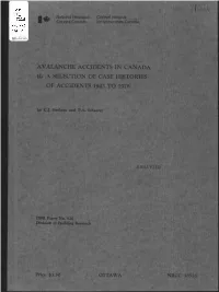 Avalanche Accidents in Canada. II. a Selection of Case Histories Of