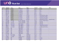 Eet List Shown in Fleet Number Order