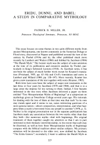 Eridu, Dunnu, and Babel: a Study in Comparative Mythology