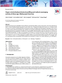 Organ-Oriented Phytochemical Profiling and Radical