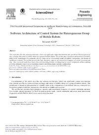 Software Architecture of Control System for Heterogeneous Group of Mobile Robots