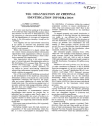 The Organization of Criminal Identification Information