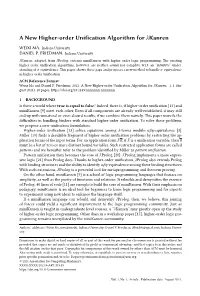 A New Higher-Order Unification Algorithm for Kanren