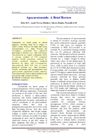 Apocarotenoids: a Brief Review