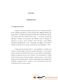 CHAPTER 1 INTRODUCTION 1.1 Background of Study Tempeh Is A
