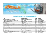 Complete List of KOALA Winners 1987