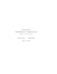 Lecture Notes: Introduction to Categorical Logic