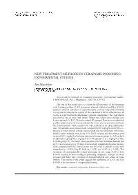 New Treatment Methods in Verapamil Poisoning: Experimental Studies