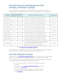 Pickwick Reservoir Land Management Plan - Summary of Allocation Changes