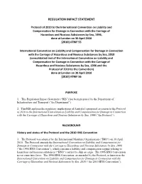 Protocol of 2010 to the International Convention on Liability