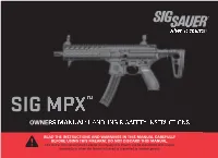 Sig Mpx™ Owners Manual: Handling & Safety Instructions