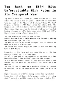 Top Rank on ESPN Hits Unforgettable High Notes in Its Inaugural Year