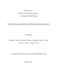 Validation Report – Results of an International Ring Test According to the Draft Guideline Predatory Mite Reproduction Test I