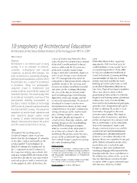 10 Snapshots of Architectural Education Architecture at the Swiss Federal Institute of Technology from 1855 to 1987