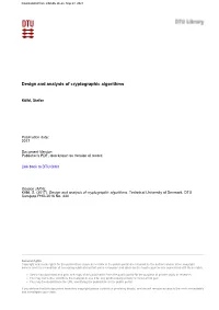 Design and Analysis of Cryptographic Algorithms