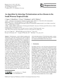 An Algorithm for Detecting Trichodesmium Surface Blooms in the South Western Tropical Paciﬁc