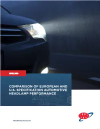 Comparison of European and U.S. Specification Automotive Headlamp Performance