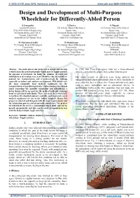 Design and Development of Multi-Purpose Wheelchair for Differently-Abled Person
