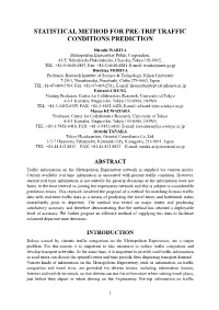 Statistical Method for Pre-Trip Traffic Conditions Prediction