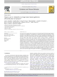 Tobacco Use Vs. Helminths in Congo Basin Hunter-Gatherers: Self-Medication in Humans?☆