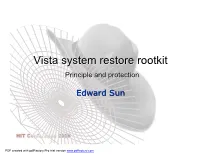 Vista System Restore Rootkit