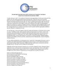 1 the Nursing Community Commends the Introduction of Legislation That Would Secure Future Investments for America's Health