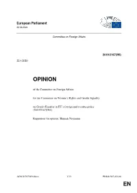 AFET Opinion on EU Feminist Foreign Policy Click Here