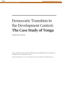 Democratic Transition in the Development Context: the Case Study of Tonga
