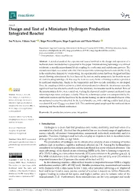 Design and Test of a Miniature Hydrogen Production Integrated Reactor