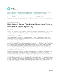 High-Speed Signal Distribution Using Low-Voltage Differential Signaling (LVDS)