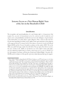 Internet Access As a New Human Right? State of the Art on the Threshold of 2020