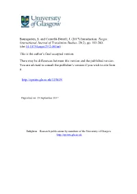 Introduction. Target: International Journal of Translation Studies, 29(2), Pp