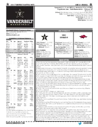 Notes Game 24 - Arkansas Vanderbilt (11-12, 4-6 SEC) Vs