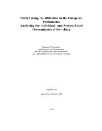 Party Group Re-Affiliation in the European Parliament: Analysing the Individual- and System-Level Determinants of Switching