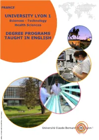 University Lyon 1 Degree Programs Taught in English