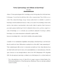 Virtue Epistemology and Abilism on Knowledge *