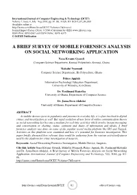 A Brief Survey of Mobile Forensics Analysis on Social Networking Application