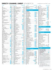 DIRECTV CHANNEL LINEUP ALPHABETICAL Available Channels on Your DIRECTV System