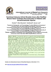 Functional Outcome Oxford Shoulder Score After Modified Weaver Dunn Technique Reconstruction in Patients with Acromioclavicular Injuries