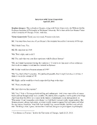 Interview with Victor Gourevitch April 25, 2011 Stephen Gregory