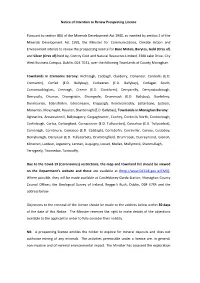 Notice of Intention to Renew Prospecting Licence Pursuant to Section 8(6) of the Minerals Development Act 1940, As Inserted by S