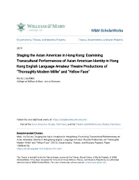 Staging the Asian American in Hong Kong: Examining Transcultural