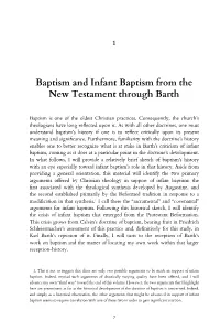 Baptism and Infant Baptism from the New Testament Through Barth