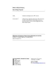Before a Board of Inquiry Basin Bridge Proposal Statement of Evidence Of