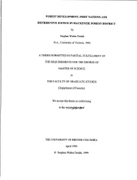Forest Development, First Nations and Distributive Justice in Mackenzie