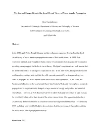 Why Joseph Erlanger Rejected the Local Circuit Theory of Nerve Impulse Propagation