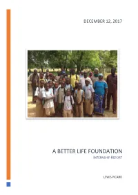 A Better Life Foundation Internship Report
