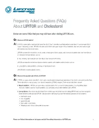 Frequently Asked Questions (Faqs) About LIPITOR and Cholesterol
