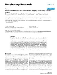 Invasive and Noninvasive Methods for Studying Pulmonary Function in Mice Thomas Glaab1, Christian Taube1, Armin Braun*2 and Wayne Mitzner3