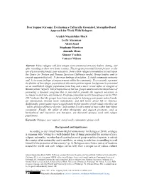 Peer Support Groups: Evaluating a Culturally Grounded, Strengths-Based Approach for Work with Refugees